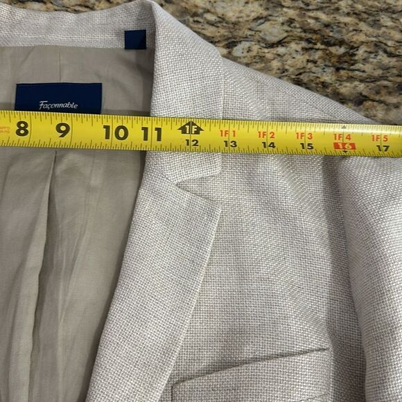 Faconnable Panama Linen Beige Two Button Closure Blazer Size 14 - Picture 11 of 14